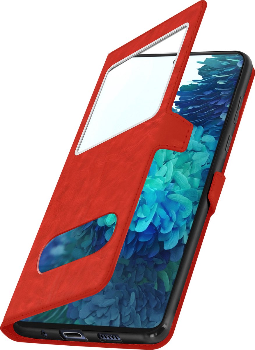 Geschikt voor Samsung Galaxy S20 FE Vensterhoes met Video Support rood
