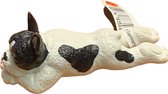 Franse Bulldog liggend - Honden poppetje - Speelfiguurtje - Zwart - Wit - Bullyland - 7 cm