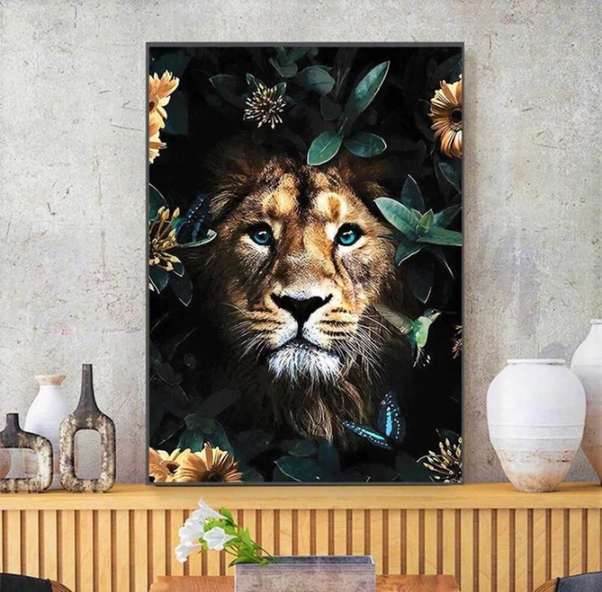 Lienz® Diamond Painting volwassenen 30x40cm – Rond – Leeuw – Bloemen – Vlinders – Pakket Volwassenen — afbeelding 5