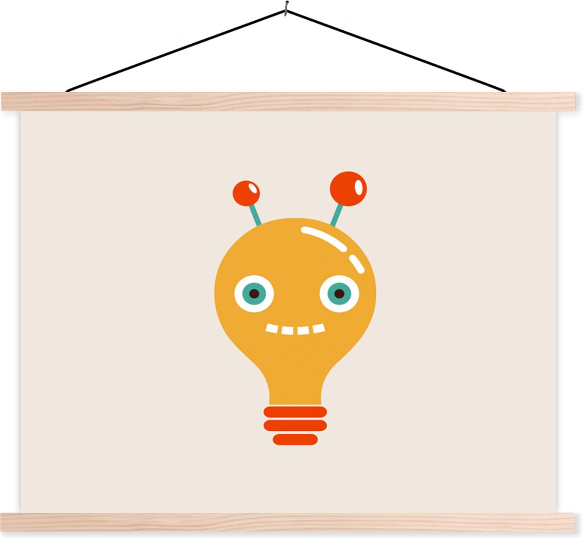 Posterhanger incl. Poster 40x30 cm - Schoolplaat - Robot - Gloeilamp - Gezicht - Antenne -