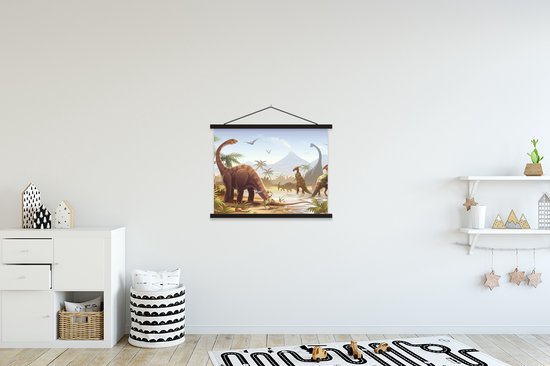 Décoration murale chambres d'enfants - Décoration murale - Dinosaurus - Paysage - Tropical - Enfants - Garçons - Peinture pour enfants - 60x45 cm