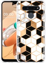 LG K41S Hoesje Black-white-gold Marble - Designed by Cazy