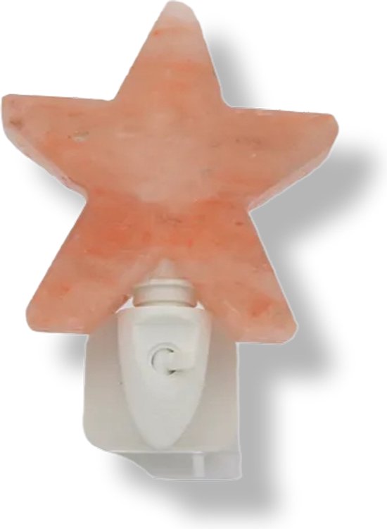 Stones & Bones® Zoutsteen Ster oranje LED nachtlampje met schakelaar