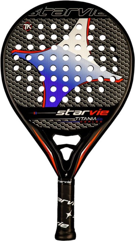 Foto: Starvie titania kepler 2 0 rond 2023 padelracket grijs blauw rood