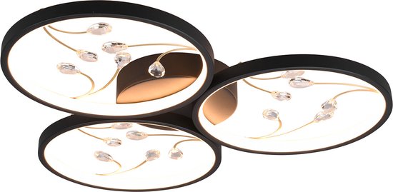 JIAODIE Led-plafondlamp, modern, dimbaar, met afstandsbediening, creatieve bloemenvorm, design, metaal, acryl, bloemblaadjes, eetkamerlamp, slaapkamer, woonkamer, plafondlicht (14 heads/100 cm