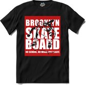 No School , No Work. Just Skate | Skaten - Skateboard - T-Shirt - Unisex - Zwart - Maat S