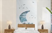 Behang jongenskamer - Fotobehang Kinderen - Make your dreams come true - Spreuken - Jongens - Blauw - Waterverf - Breedte 120 cm x hoogte 240 cm - Kinderbehang