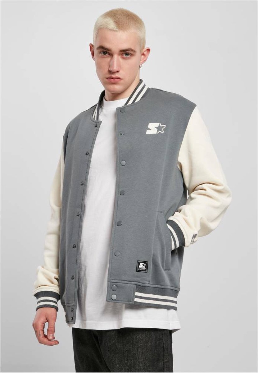 Starter Black Label College jacket -S- College Fleece Grijs/Wit