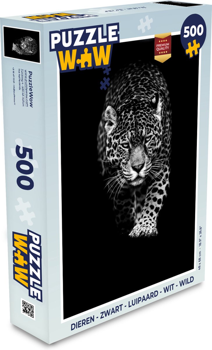 Puzzel Dieren - Zwart - Luipaard - Wit - Wild - Legpuzzel - Puzzel 500 stukjes