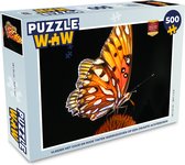 Puzzel Vlinder - Bloemen - Insect - Portret - Zwart - Oranje - Legpuzzel - Puzzel 500 stukjes