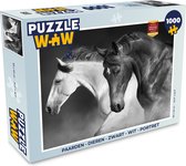 Puzzel Paarden - Dieren - Zwart - Wit - Portret - Legpuzzel - Puzzel 1000 stukjes volwassenen