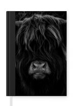 Carnet - Cahier - Highlander écossais - Vache - Portrait - Animaux - Zwart - Wit - Carnet - Format A5 - Bloc-notes