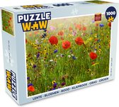 Puzzel Lente - Bloemen - Rood - Klaproos - Gras - Groen - Legpuzzel - Puzzel 1000 stukjes volwassenen
