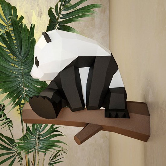 Foto: 3d papercraft kit panda compleet knutselpakket met snijmat liniaal vouwbeen mesje 45 cm