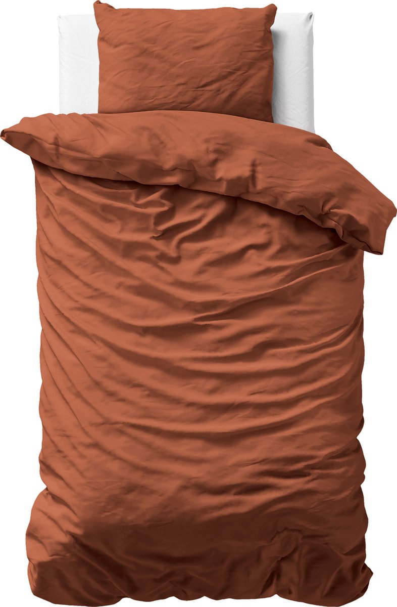 Primaviera Deluxe Uni Satijn Dekbedovertrek - 140x200/220 + 1 kussenslopen 60x70 - Bruin - Eenpersoons