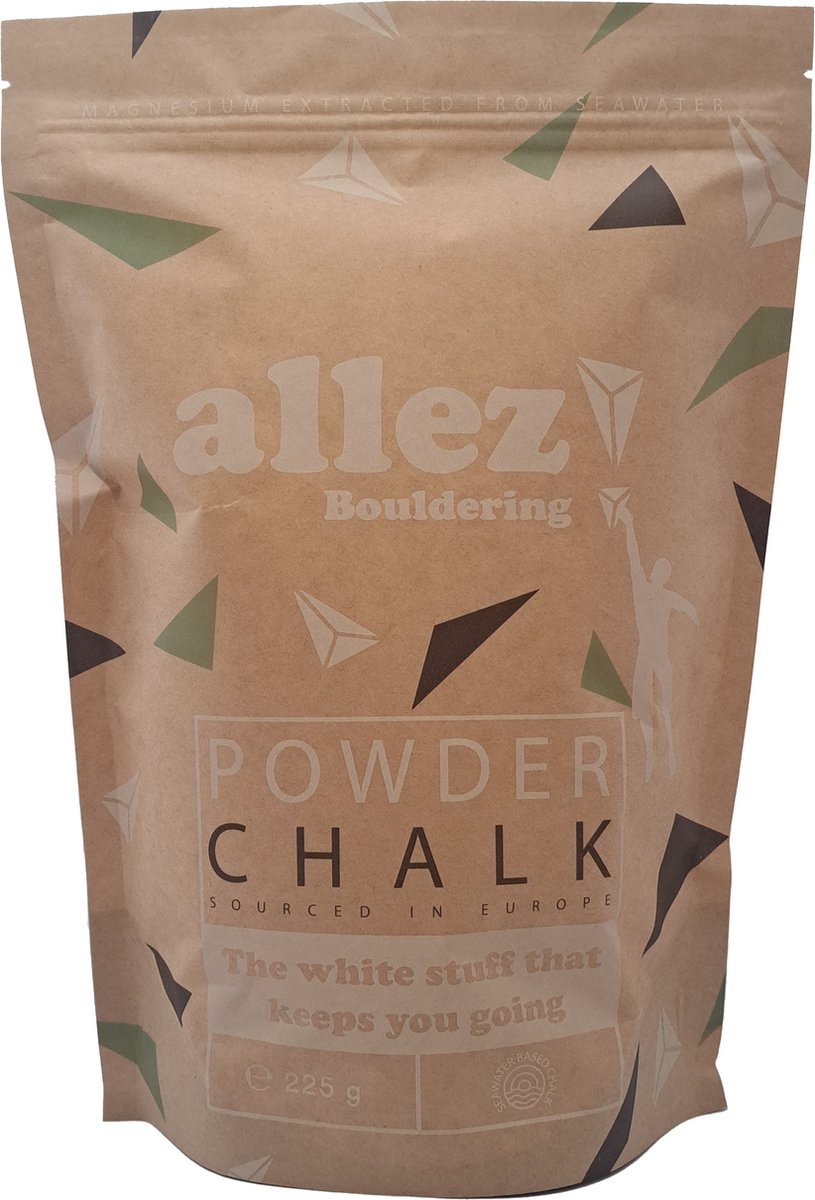 Allez! Bouldering | Magnesium voor Boulderen | Pof | Klimmen | Turnen | Crossfit | 225 gr | Poeder structuur | Geen additieven | Duurzaam gewonnen uit zeewater