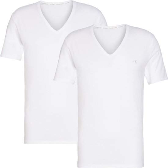 Calvin Klein CK ONE cotton V- neck T-shirts (2-pack) - heren T-shirts V-hals - wit - Maat: L