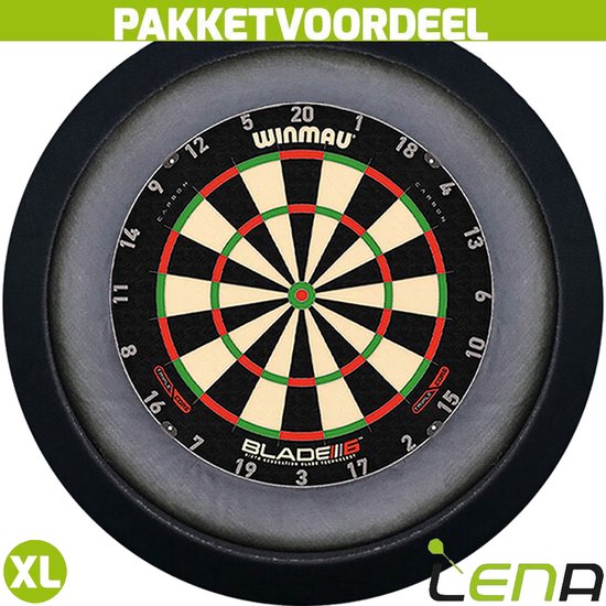 Winmau Blade 6 Triple Core + Lena Dartbordverlichting Deluxe XL (Zwart