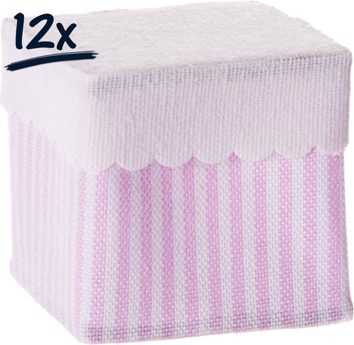 Goedkoopste Set van 12 roze Juwelendoosjes - vierkante Tandendoosjes voor Babyshower of Cadeauverpakking - 5 x 5 cm
