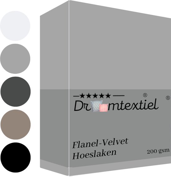 uniek Opname Montgomery Droomtextiel Flanel Velvet Velours Hoeslaken Grijs Lits-Jumeaux 180x200 cm  -... | bol.com