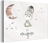 Décoration murale Métal - Peinture Aluminium Industrielle - Citations - Enfants - Soyez unique - Garçons - Filles - Aquarelle - 120x80 cm - Dibond - Photo sur aluminium - Décoration murale industrielle - Pour le salon / chambre