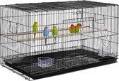 Cage volante avec espace supplémentaire, avec tiroir coulissant et perchoirs en bois pour perroquets, perruches et autres oiseaux, cage volante, noire, HM-YAHEE-592034