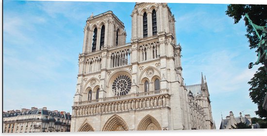 WallClassics - Dibond - Notre-Dame Kathedraal - Parijs - 100x50 cm Foto op Aluminium (Wanddecoratie van metaal)