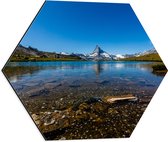 Dibond Hexagon - Prachtig Landschap in Zwitserland - 50x43.5 cm Foto op Hexagon (Met Ophangsysteem)