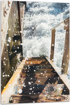 WallClassics - Tuinposter – Woeste Zee - 80x120 cm Foto op Tuinposter (wanddecoratie voor buiten en binnen)