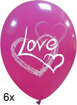 Love (helium) ballonnen fuchsia, 6 st., 30 cm