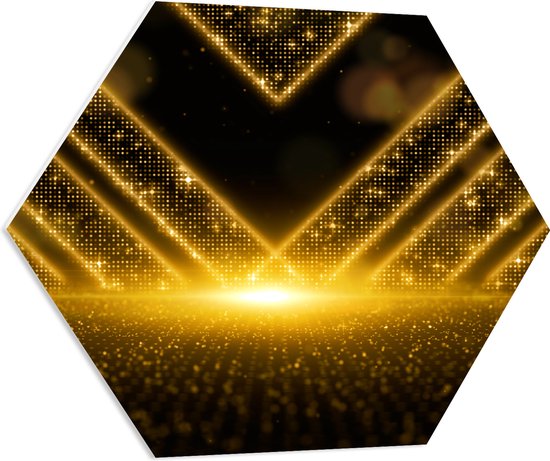 PVC Schuimplaat Hexagon - Patroon met Gouden Details - 70x60.9 cm Foto op Hexagon (Met Ophangsysteem)