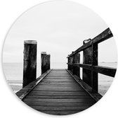 WallClassics - Cercle Mural en Plaque de Mousse PVC - On the Pier (Zwart/ Wit) - 60x60 cm Photo sur Cercle Mural (avec système d'accrochage)