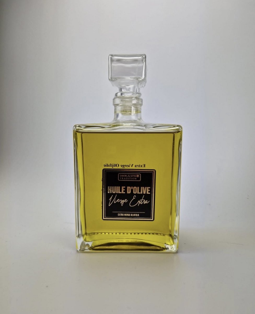 Olijfolie 50 cl - Savor & Sens Extra Virgin Olijfolie - 50 cl - Luxe Parfumfles Karaf - Extra Vierge - Luxe Glazen Parfumfles - Perfect Cadeau