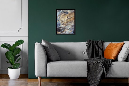 Cadre photo avec affiche - Marbre - Or - Aquarelle - Texture - Aspect marbre - 30x40 cm - Cadre pour affiche