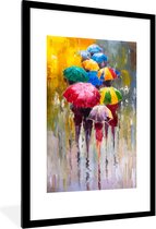 Cadre photo avec affiche - Peinture - Parapluie - Peinture à l'huile - 60x90 cm - Cadre pour affiche