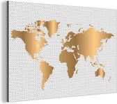 Wereldkaart Goud Waves Décoration murale en aluminium 120x80 cm | Carte du monde Décoration murale Aluminium
