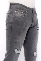 Slim Fit Jeans Heren met Scheuren -DC-041- Grijs