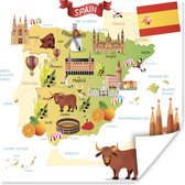 Poster Illustraties op de kaart van Spanje - 75x75 cm