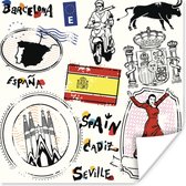 Poster Illustraties uit Spanje - 100x100 cm XXL