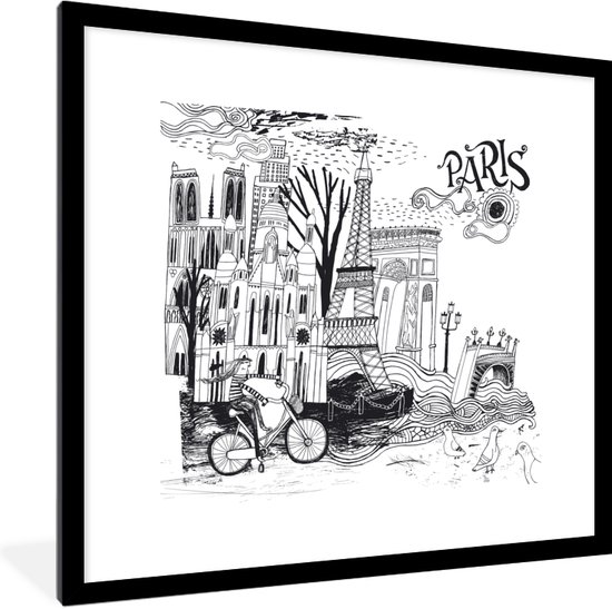 Image encadrée - Une illustration artistique du cadre photo Paris 40x40 cm - Affiche encadrée (Décoration murale salon / chambre)