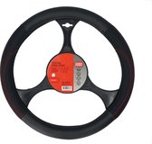 Carpoint Stuurhoes Auto - PU Leer Zwart met rood - Voor sturen met een diameter van 37-39 cm