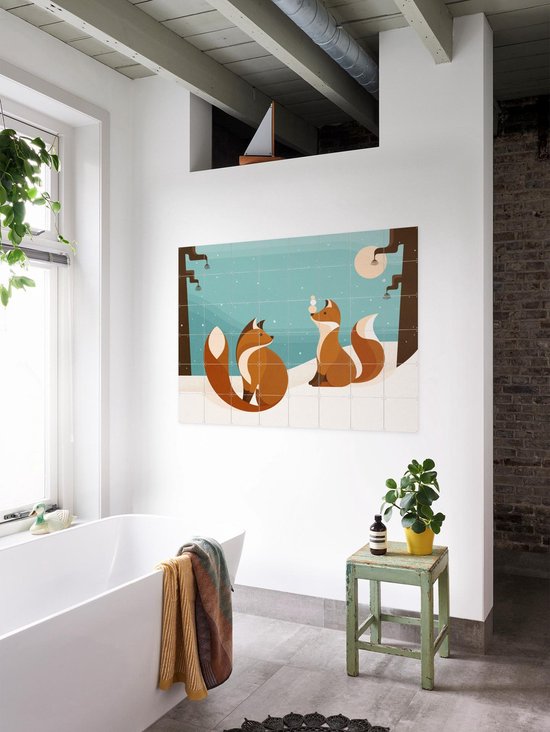 IXXI Vosjes, Elke Uijtewaal - 100 x 80 cm - Outil d'accrochage gratuit - Grande décoration murale et affiches - Illustrations, Digital Art, Ludique, Coloré