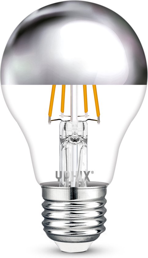 E27 LED kopspiegel lamp Capella A60 4,5W 2700K dimbaar zilver | bol.com