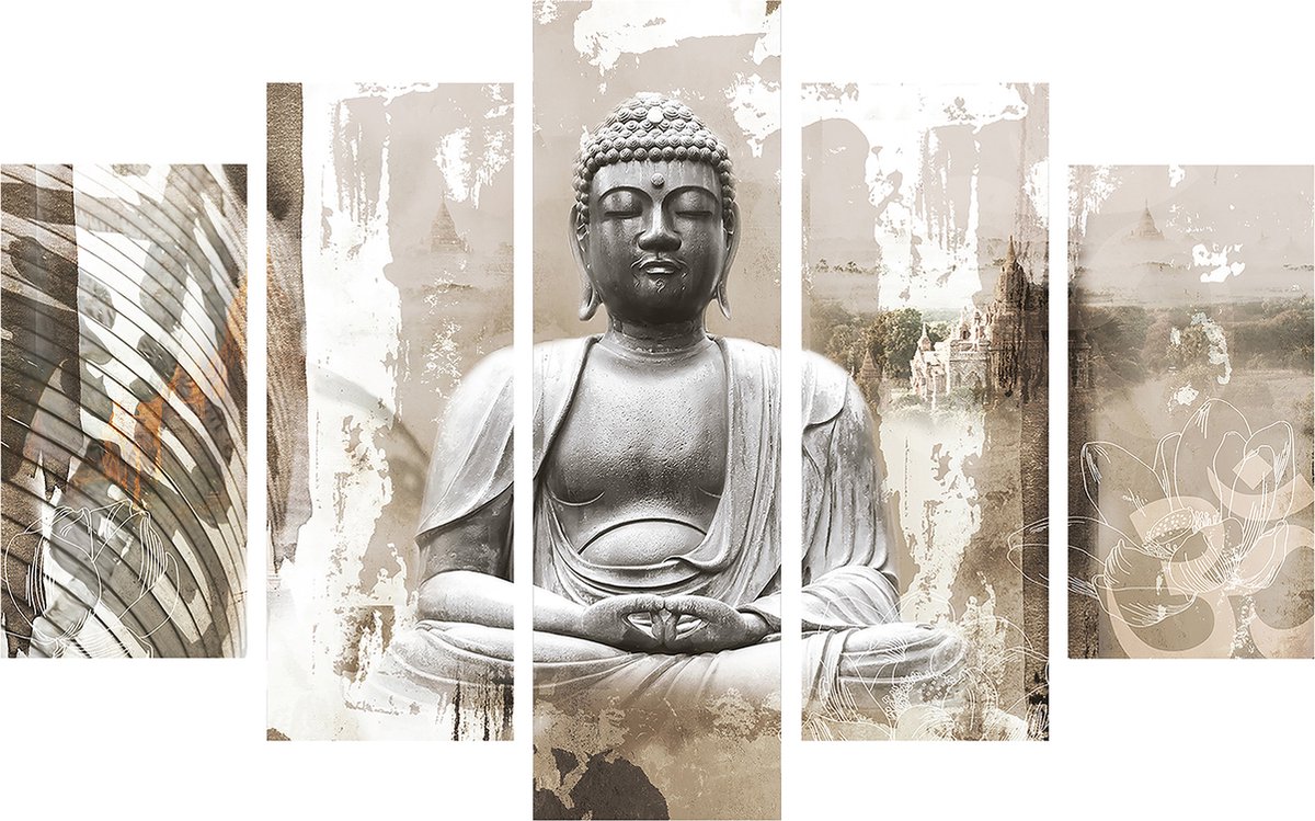 Art for the Home Boeddha Canvas Set van 5 100x150 cm