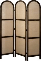 LW Collection Kamerscherm bruin hout rond - kamerschermen 3 panelen - rond en inklapbaar - decoratieve en moderne scheidingswand 170x120cm - paravent kant en klaar