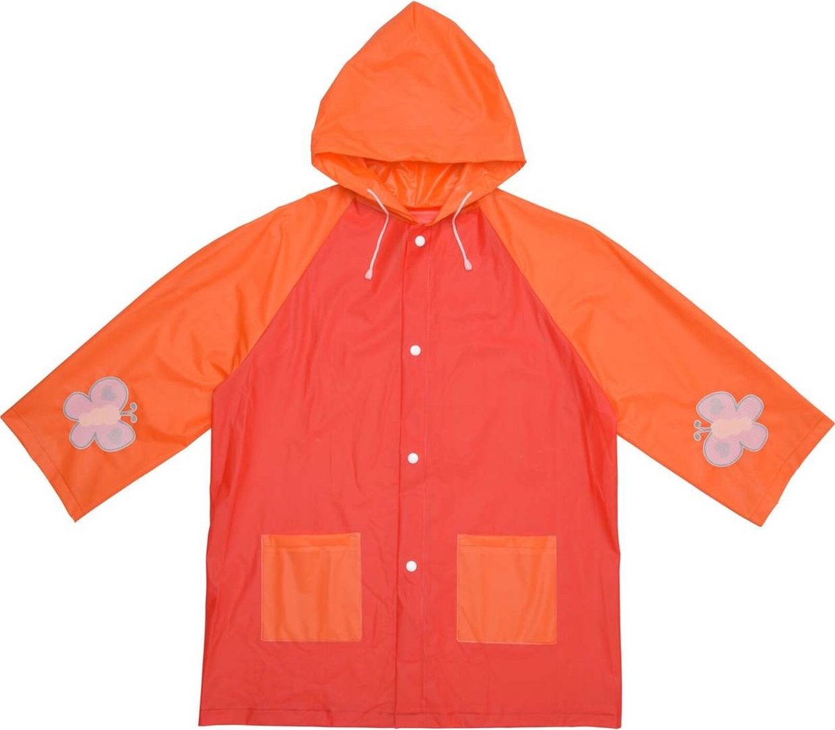 Regenjas Kinderen - Oranje - Maat M - Met Drukknopen - Vlinder - Kleur veranderend - Regen