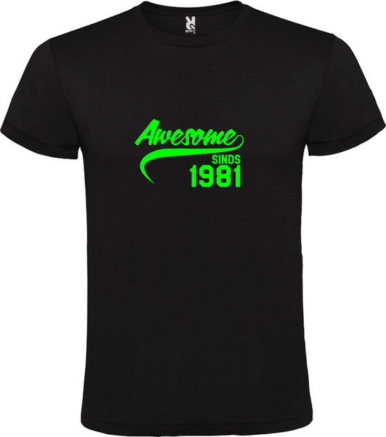 Zwart T-Shirt met “Awesome sinds 1981 “ Afbeelding