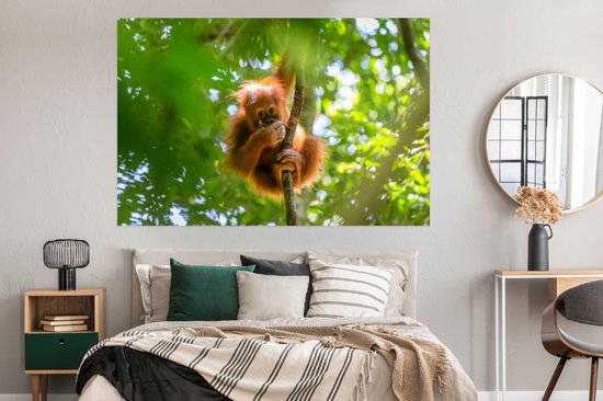 Gros plan d'un singe dans un arbre 180x120 cm XXL / Groot format!