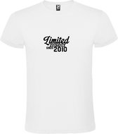 Wit T-Shirt met “Limited sinds 2010 “ Afbeelding Zwart Size XXXXL