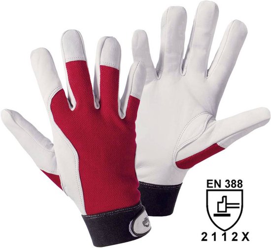 Gants de protection Leipold Doehle 1706-9 Chevreau nappa avec dos de la main en interlock rouge EN 388 RISQUES MECANIQU